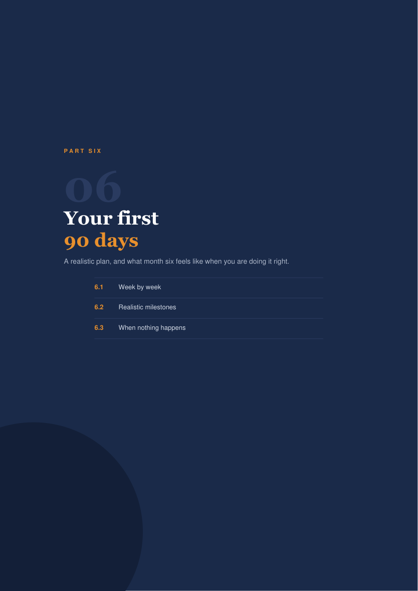 Part six, the first 90 days plan
