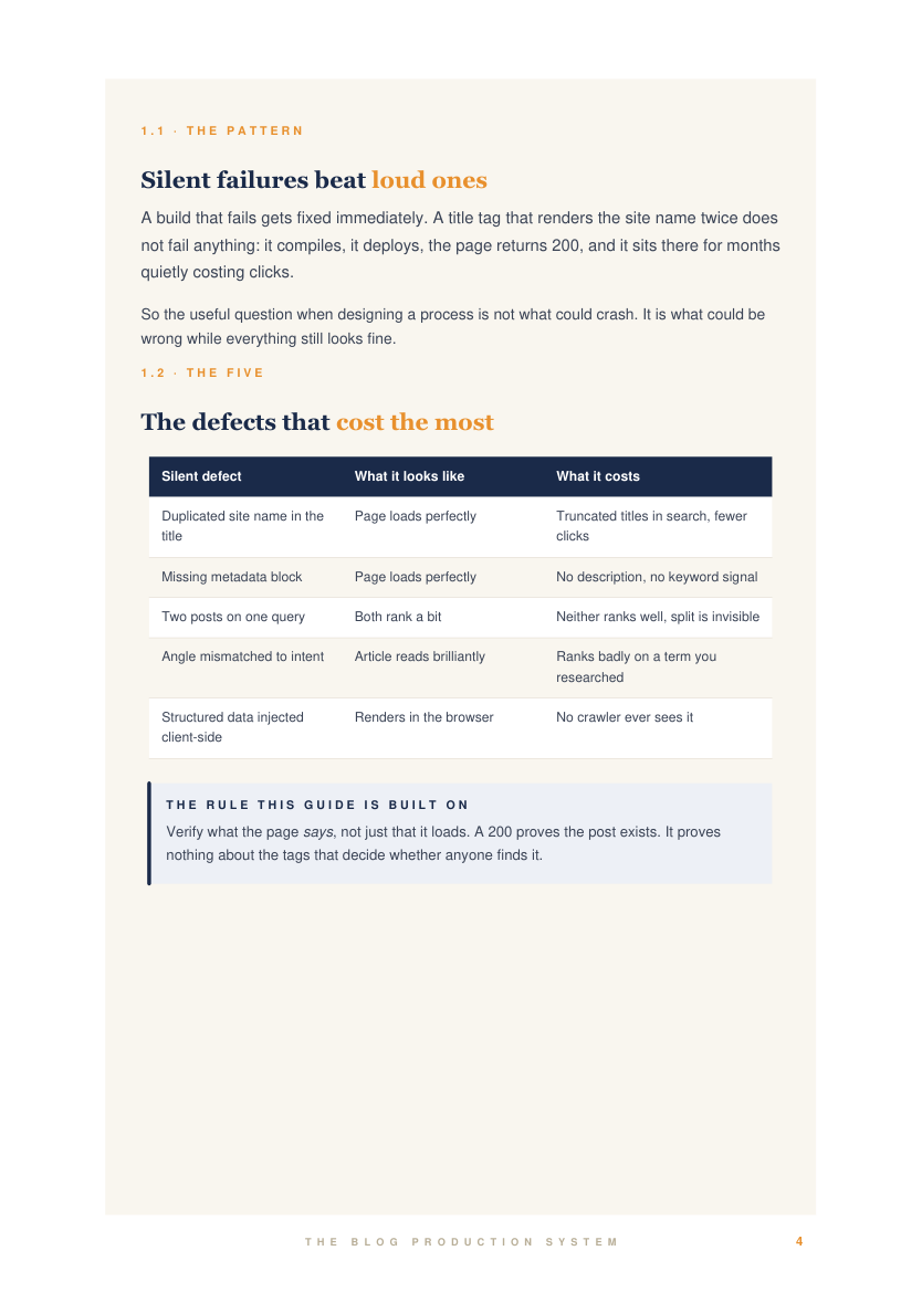 The silent defects table