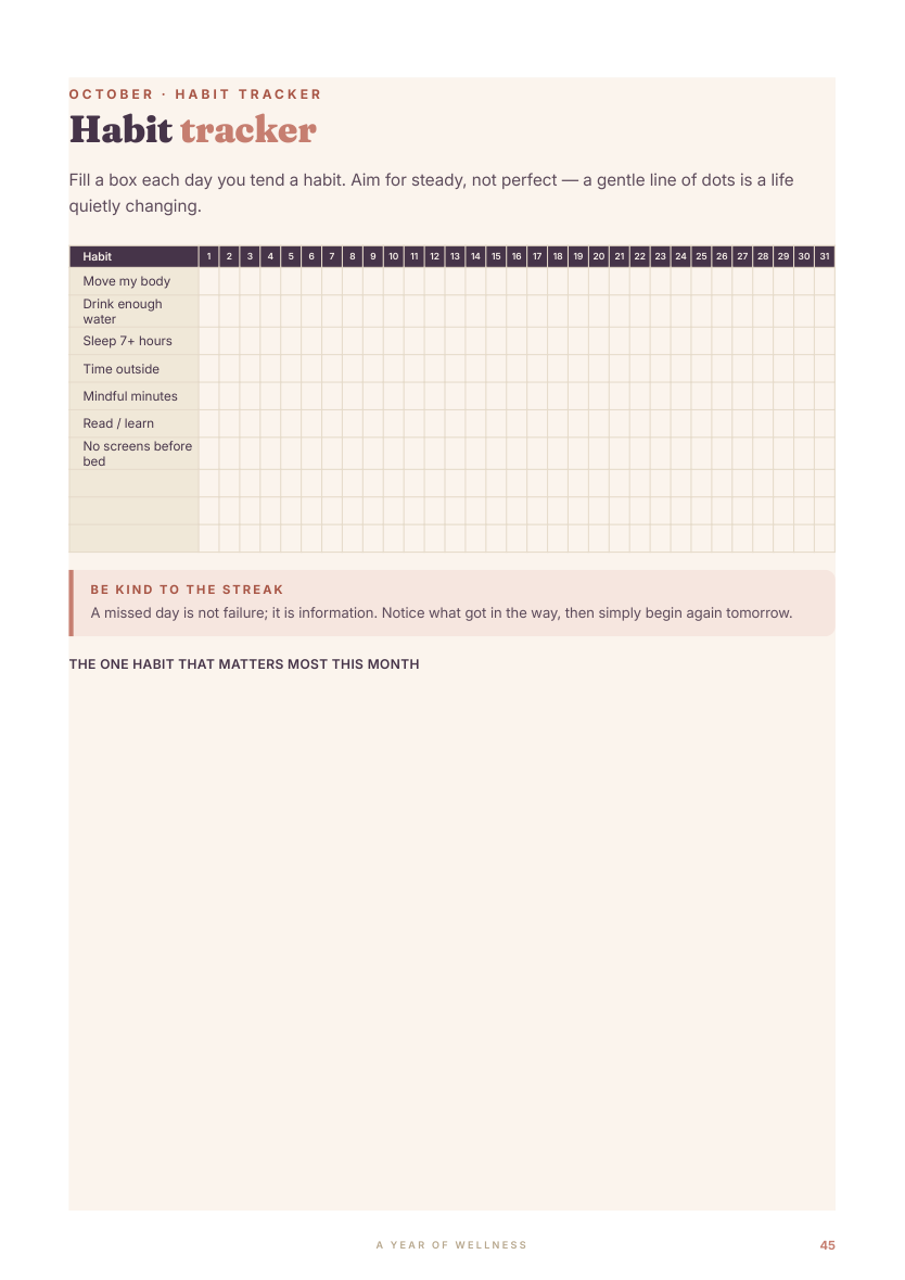 October habit tracker grid